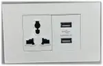 雅白,萬用插座搭雙USB插座面板,USB可充電,三孔插座面板,USB插座X2面板