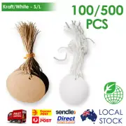 Round White Brown Kraft String Twines Gift Paper Tags Wedding Gift 100 & 500 Pcs