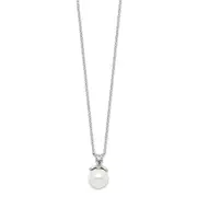 Sterling Silver Rhodium-Plated Cz And Glass Bead Necklace