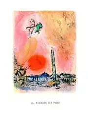 MARC CHAGALL Regards sur Paris 12.5" x 9.75" Poster 1963 Modernism