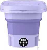 8L Mini Folding Washing Machine Portable Washing Machine and Dryer Combo for Apartments Dorm Camping RV Travel with 3 Modes Cleaning (Purple)