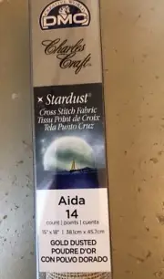 Charles Craft Stardust Aida Cloth 14 Count Gold Dusted Metallic