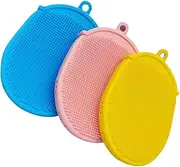 GARVALON Silicone Bath Brush for Shower Body Scrubber Back Shower Brush Scrubber Home Bathing Tool Set of 3