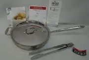 NIB All-Clad 3 QT 5 Ply Copper Core Stainless Steel Sauté Pan + All-Clad Tongs
