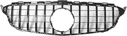 GTR Style Front Racing Grille, Chrome Diamonds Style Bumper Grilles, Compatible For Mercedes Benz C - Class W205 2015-2018 C180 C200 C300(GTR-Glossy Black)