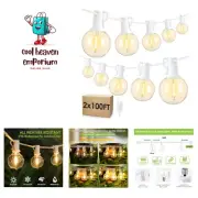 200Ft2x100Ft LED Outdoor String Lights, Dimmable G40 Globe Patio Lights with ...