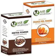 MR Ayurveda 100% Herbal Orange Peel Powder & Reetha Powder - Combo Pack (100 Grams Each)