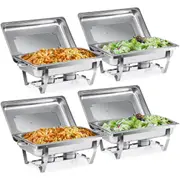 4-Pack Chafer Chafing Dish Set Stainless Steel Bain Marie Food Warmer 9L