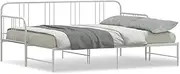 White Metal Daybed with Trundle - 92x187 cm Single Bed for Kids & Teens, Space-Saving Design for Small Rooms, No Mattress Included, Durable & Stylish Addition to Bedroom