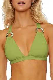 [Soluna Swim] Women's Buckle Up Ring Halter Bikini Top, Adjustable, Tie Back, Swimwear Separates