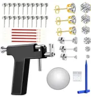 Reusable Ear Piercing Kit for Professional Salon with Silver Earrings Set