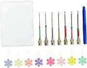 ARTSEWPLY 18Pcs Punch Embroidery with Replaceable Needles Crewel Needle and Plum Shaped Device for DIY Craft Durable Tools for Adults for Embroidery Projects