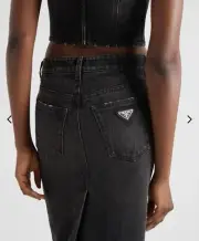Prada Denim Midi Skirt Size 42 (Italy) Size 10 (AUS), Wash Black, NEW, RRP $2K