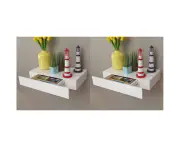 Floating Wall Shelves with Drawers 2 pcs White 48 cm