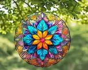 Stained Glass Mandala 10" Wind Spinner #2