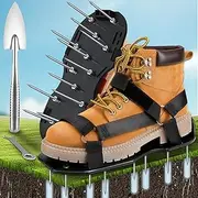 AZNICE1 Lawn Aerator Shoes, Upgrade 2.4" Heavy Duty Spike Aeration Shoes Lawn with Adjustable Hook&Loop Straps, Easy Installation One-Size-Fits-All Grass Aerators for Yard Lawns Soil Patio (Black)
