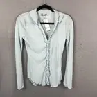 Urban Outfitters Top Womens S Light Blue Accordion Pleats Office Feminine NEW