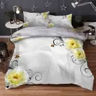 Yellow Elegant Bud 3D Printing Duvet Quilt Doona Covers Pillow Case Bedding Sets