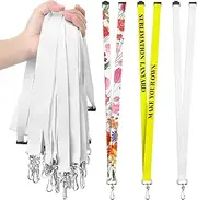 Yeaqee Pack of 30 Sublimation Lanyard Blanks Breakaway with Detachable Buckle White Heat Transfer Lanyards for Custom Personalized Bulk for ID Card Badge Holder Teachers Workers