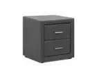 Fabric Bedside Table 2 Drawers Grey
