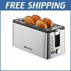Efficient 4 Slice Toaster with Warming Rack & Easy Clean Stainless Steel Design