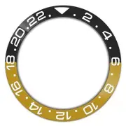 38mm Ceramic Slope GMT Black+Yellow White Font Watch Bezel Ring for SUB007