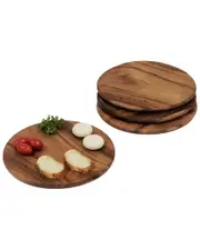 Woodard & Charles 4pc Acacia Wood Round Serving Platter Set