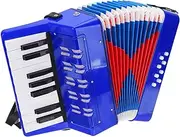 uxcell Accordion, 17 Keys 8 Bass Button Accordion Mini Musical Instrument Lightweight for Adults Beginners, Dark Blue