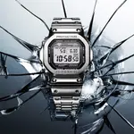 CASIO 卡西歐 G-SHOCK 全金屬太陽能電波手錶-銀 GMW-B5000D-1