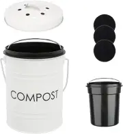 Compost Bin Kitchen Countertop Compost Bin with Lid – Small Compost Bin Includes