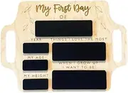 Wooden First Day of School Sign - Reusable Back to School Board for Kindergarten, 1st Day School Photo Prop, Personalized Chalkboard Sign for Kids Classroom Decor