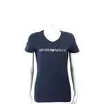 EMPORIO ARMANI GA老鷹標誌深藍V領棉質TEE T恤(女款)