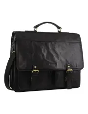 [PIERRE CARDIN] Men's Leather Business/Computer Bag in Black