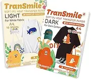 Transmile Heat Transfer Paper for White & Dark Fabrics (20 Sheets,A4, Mix Pack) Iron on Transfers for T Shirts Printable Heat Transfer Vinyl for Inkjet Printer