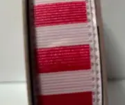 Ribbed Pink Stripe Ribbon 2 Rolls Simply Spring 5/8" 9' Nicole