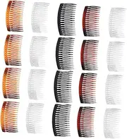 DONFAMDS 25Pcs French Hair Comb Lightweight Side Combs Transparent Tortoise and Tortoise No Snags Easy for All Hair Types
