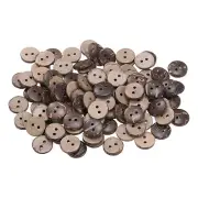 100pcs Sewing Button 11.5mm 2 Holes Wooden Round Craft Buttons, Brown