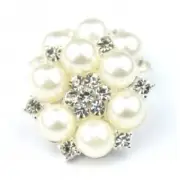 10 x Deluxe Flower Diamante Pearl Cluster Flat Back Invitation Embellishments