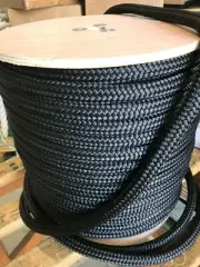 DOCK LINE BLACK POLYESTER DOUBLE BRAID 16mm x 100m NEW TEST CERT 5000Kg MOORINGS