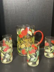 bella casa by ganz Glass Bloody Mary Pitcher And Matching Glasses