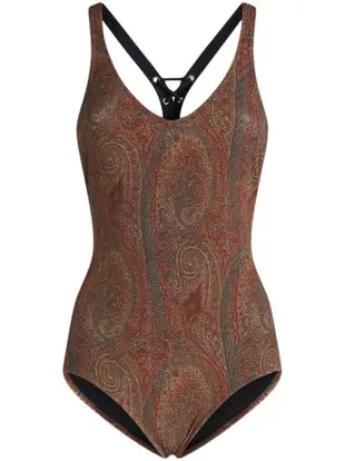 paisley-print laced one-piece