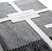 Ambient Lounge® Premium Merino Wool Deep Grey Throw. Luxurious, Soft, Hotel Grade Blanket for Living Room or Bed.