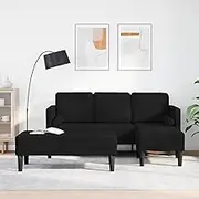 L-Shaped Modular Sofa Set with High-Density Foam Cushions, Black Fabric Couch for Living Room Furniture