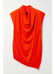 [Proenza Schouler] Proenza Schouler - Asymmetric Draped Merino Wool Top - Tomato red - medium medium Red