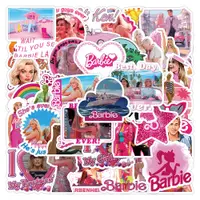在飛比找蝦皮購物優惠-50pcs芭比貼紙 芭比粉色個性創意塗鴉筆記本行李箱裝飾小貼