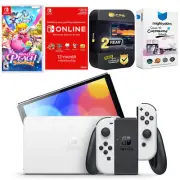Nintendo Switch White OLED + Princess Peach: Showtime! + NSO 1 Year Membership