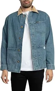 [Lois] Jeans Men's Locomotive Cord Jacket, Regen Blue, M