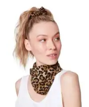 STEVE MADDEN Leopard-Print Bandana & Scrunchie Set Hair Accessory Scarf Natural
