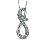 Natural Diamond Accent Infinity Loop Pendant in Sterling Silver