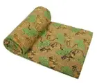 Tiger Print Cotton Kantha Quilt Twin Blanket Throw Bohemian Bedspread Coverlet